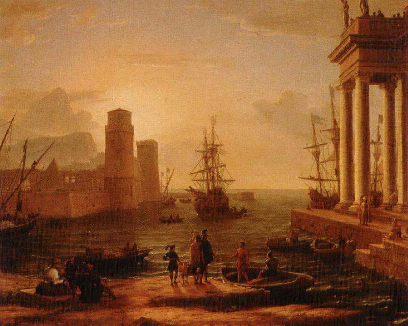 utsikt over hamn med bimma, Claude Lorrain